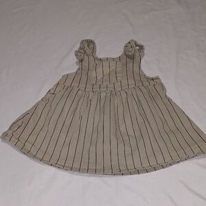 Jessica Simpson Striped Black  Tan Dress.pockets And Snap Sides .Size 24 Mo .
